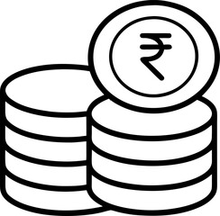 Indian rupee coin stack outline logo design, clip art vector