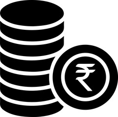 Indian rupee coin stack silhouette logo design, clip art vector