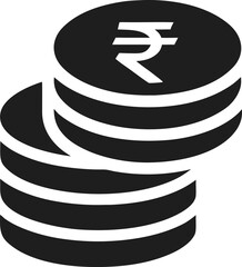 Indian rupee coin stack silhouette logo design, clip art vector