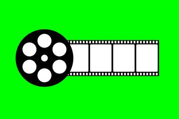 film roll pattern vector template on green screen background