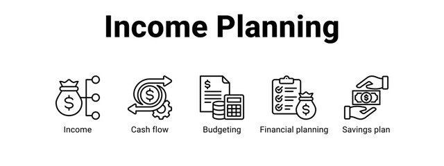 Income Planning web banner icon vector illustration concept for  with icon of Income, Cash flow, Budgeting, Financial.
