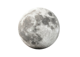 Full Moon close-up, detailed craters and surface texture against dark black sky