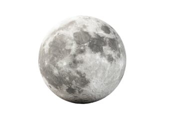 Full Moon close-up, detailed craters and surface texture against dark black sky
