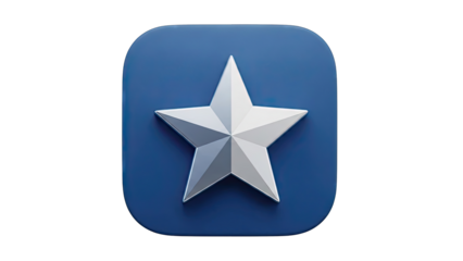 Silver Star Icon on Blue Background