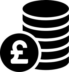 stack pound coins icon silhouette vector