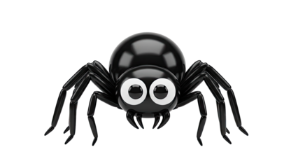 Cute Black Cartoon Spider with Big Googly Eyes