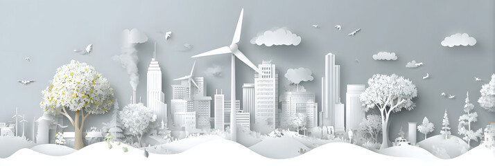 The person who knows. Tree, Achieve sustainable growth, World Environment Day. White eco urban city and nature landscape background paper art style.