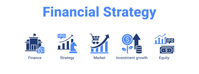 Financial Strategy web banner icon vector illustration concept for  with icon of Finance, Strategy, Market.