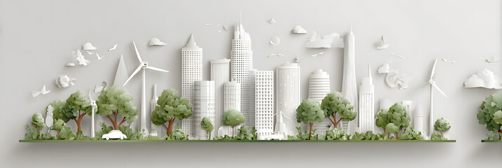 The person who knows. Tree, Achieve sustainable growth, World Environment Day. White eco urban city and nature landscape background paper art style.