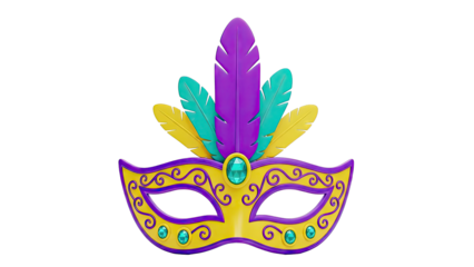 Mardi Gras Mask with Feathers and Jewels