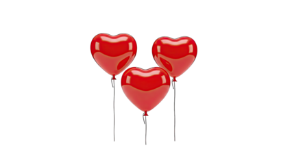 Three Red Heart-Shaped Balloons