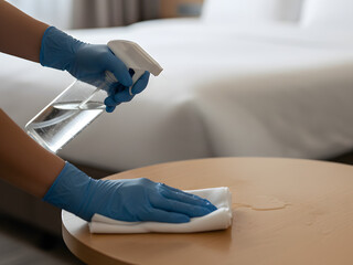 Hotel housekeeping maintains furniture cleanliness through routine service quality standards