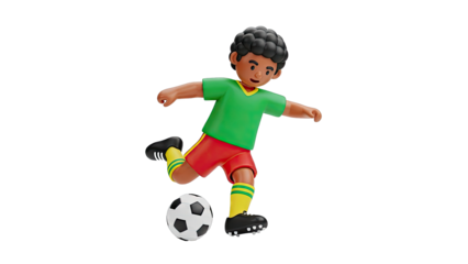 3D Cartoon Boy Playing Soccer