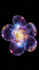 Cosmic Galaxy Flower Abstract Floral on Dark Background