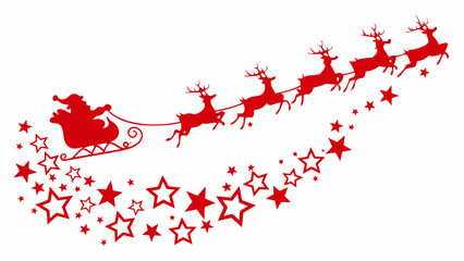 Santa claus and his reindeer flying across a starry night sky © Amrita