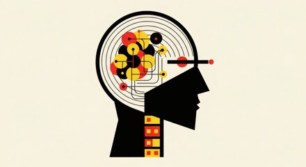 A stylized profile illustration of a human head intricately designed with circuit patterns and data points, symbolizing artificial intelligence, cognitive processes, and digital innovation