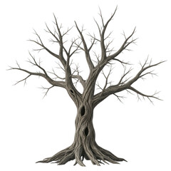 Fototapeta premium Leafless tree silhouette isolated on transparent background
