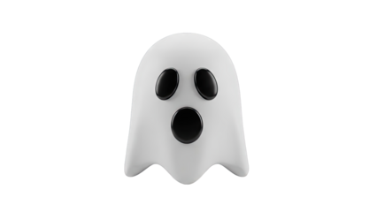Cute Cartoon Ghost with Big Black Eyes and Mouth