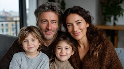 Happy family bonding at home showing unity