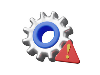 Warning and alert notification icon isolated on transparent background. Error, caution sign, exclamation mark, risk, urgent information, safety risk, construction warning, document error. 3d render 