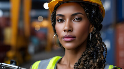 Black woman engineer portrait confidently working at construction site