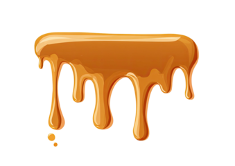 Gooey caramel graphic with drips, shaded with lighter highlights