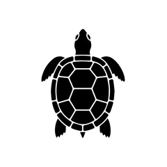 Obraz premium Cute black turtle vector silhouette playing with a soccer ball in a fun cartoon style