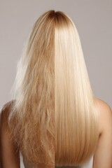 Transforming frizzy hair into sleek, shiny strands for a confident look at the salon