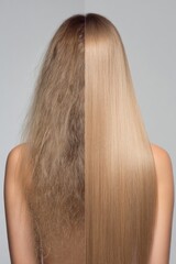 Transforming wild curls into sleek, shiny strands for a stunning hair makeover