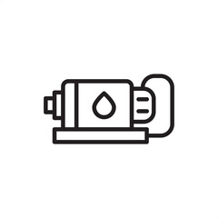 Industrial sump pump icon featuring a heavy-duty submersible motor unit with a liquid droplet symbol, representing automated wastewater removal, basement flood prevention, and fluid management.