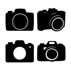Set of black camera icons for photography and multimedia design Vector