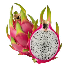 Sliced dragon fruit isolated on transparent background