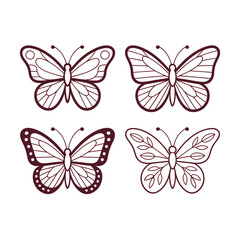 Four delicately drawn butterflies displayed in a simple illustrative composition