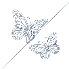 Delicate line art illustration featuring two butterflies in minimalist style