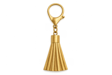 Golden tassel keychain clip on transparent background