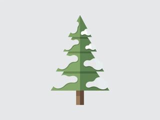 Obraz premium Green Paper Cutout of a Fir Tree.