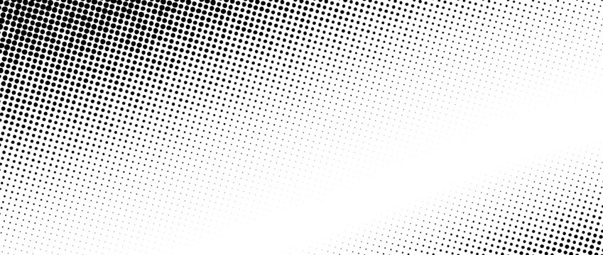 Halftone grain noise gradient texture. Black and white fading sand grit wallpaper. Aged grunge pixel backdrop. Vector rasterized dotted dirt background. Old anime or manga style comic overlay cover