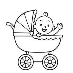 A cute simple vector illustration of a baby sitting in a toddler seat, drawn with soft shapes, clean lines, and a playful style that shows innocence, comfort, and sweet childhood moments.