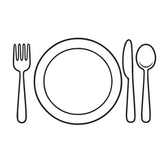 A clean minimal vector illustration featuring table manner symbols such as fork, spoon, knife, and plate, designed to represent dining etiquette, good manners, and proper eating behavior.