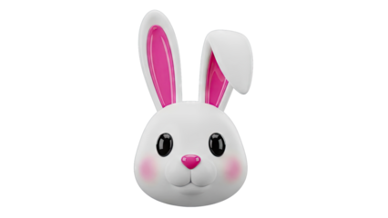 Cute 3D Bunny Face with Pink Accents