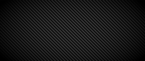 Fototapeta premium Black technical striped background. Abstract diagonal line pattern texture. Tech carbon stripe design wallpaper. Dark slanted linear cover backdrop. Vector geometric insulation wall concept
