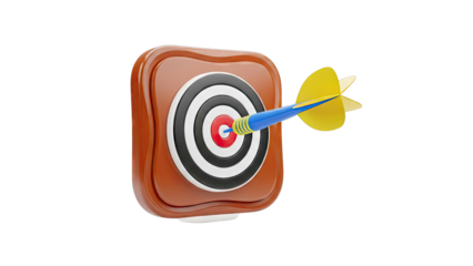 Dart hitting bullseye on target