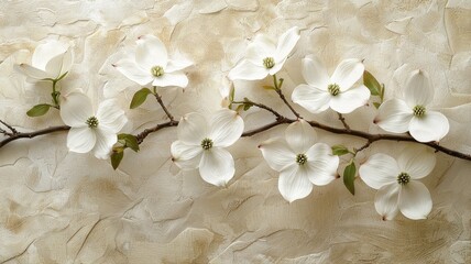 Elegant White Dogwood Flowers on Textured Background elegant white dogwood flowers spring blossoms