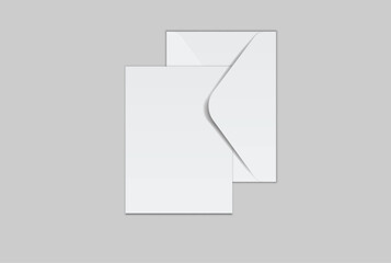 Minimal white envelope and paper mockup set on neutral background, clean stationery composition for corporate branding, business correspondence, invitation layout, print presentation
