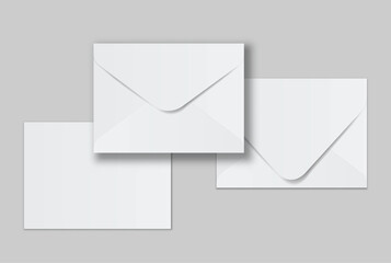 Minimal white envelope and paper mockup set on neutral background, clean stationery composition for corporate branding, business correspondence, invitation layout, print presentation