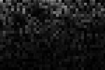 グラデーションの効果もある黒と灰の色でペイントした正方形のタイルのようなモザイクの柄の模様でデザインした幾何学的な背景、壁紙、テクスチャ