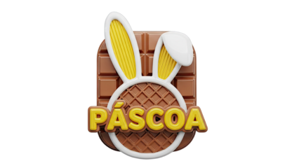 Easter Chocolate Bar with Bunny Ears and 'Pascoa' Text