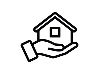 Hand Holding House Icon &ndash; Home Protection, Real Estate and Property Care Symbol