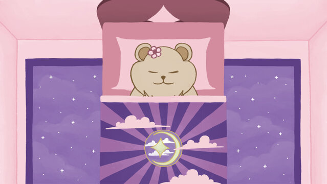 Quokka in a bed illustration flat design animation