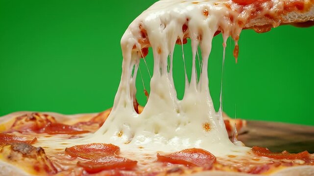 Mouthwatering Cheese Pizza Being Pulled Apart.